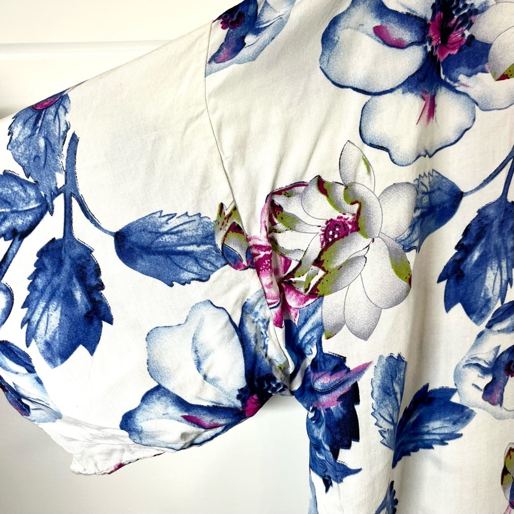 MEMORIES‎ Women's Floral Print Kimono Cardigan White Blue Pink Casual Romantic - Picture 3 of 9